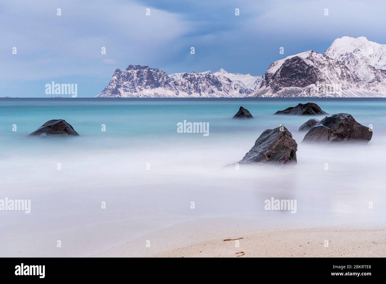 Norway Nordland County Lofoten Islands Myrland Beach Stock Photo Norway Nordland County Lofoten Islands Myrland Beach Stock Photo