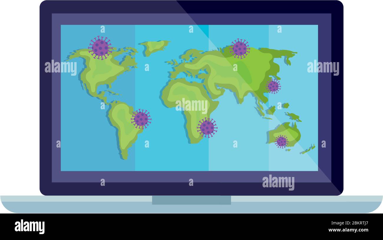 earth maps with covid19 particles in laptop Stock Vector Image & Art ...