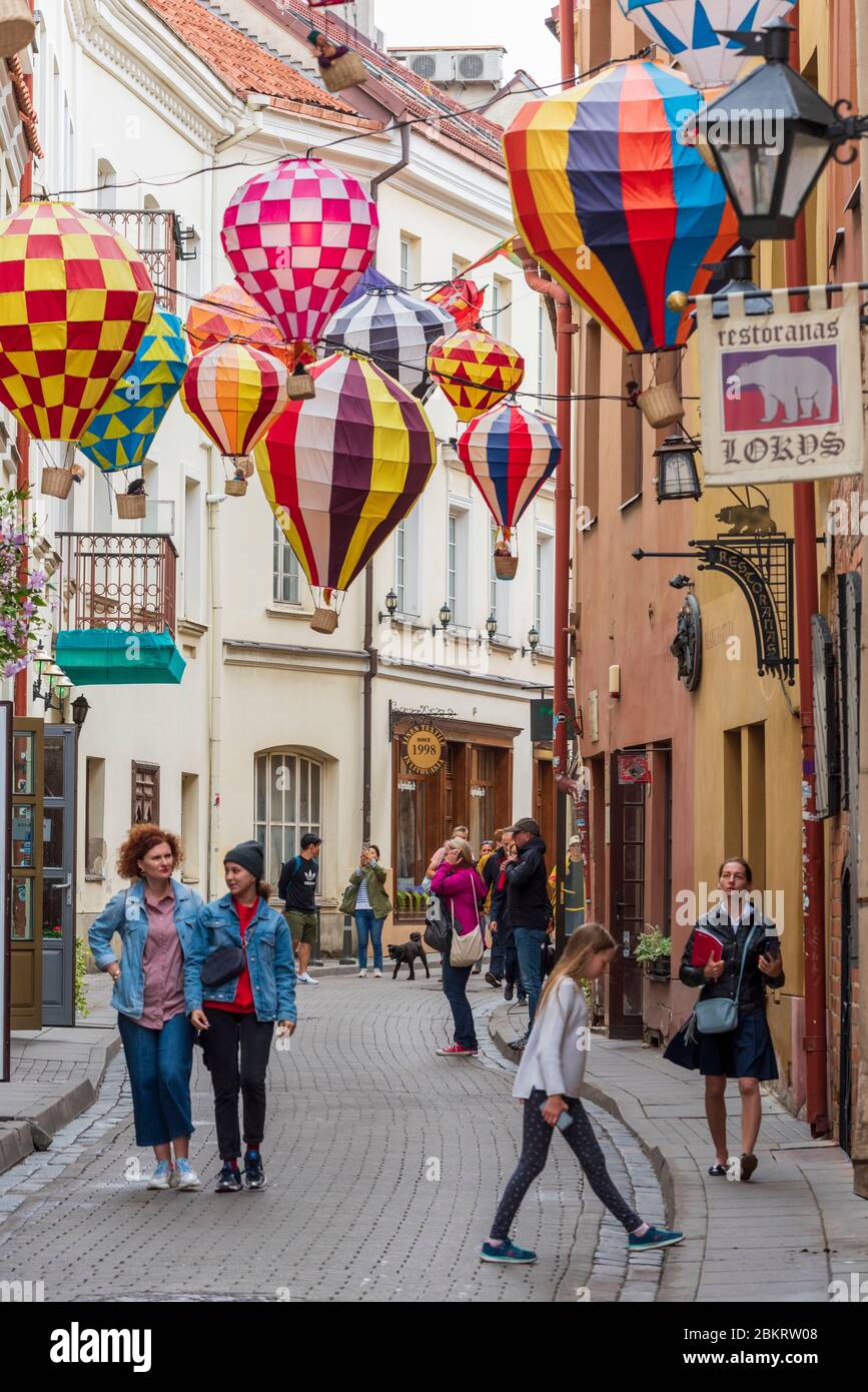 Lithuania (Baltic States), Vilnius, historic centre listed as World Heritage by UNESCO, the small Jewish ghetto in the old town, Stikliu street Stock Photo