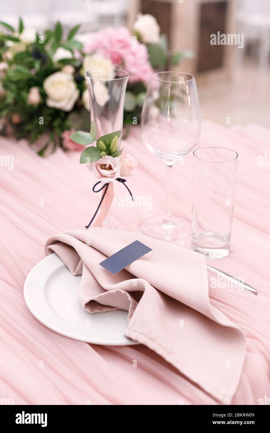 Luxurious wedding table decorationr Stock Photo