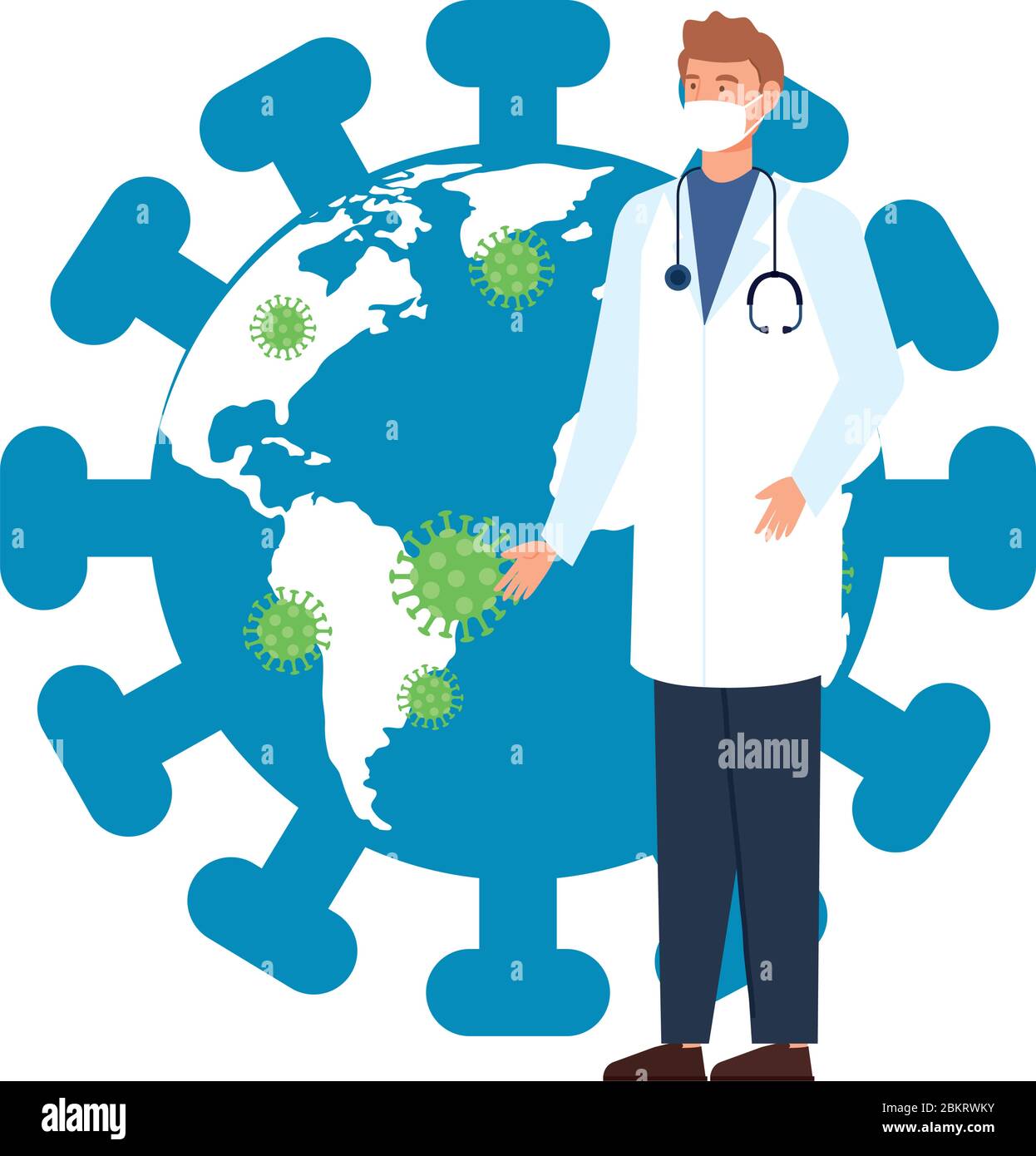 planet earth with covid19 particles and doctor Stock Vector Image & Art ...