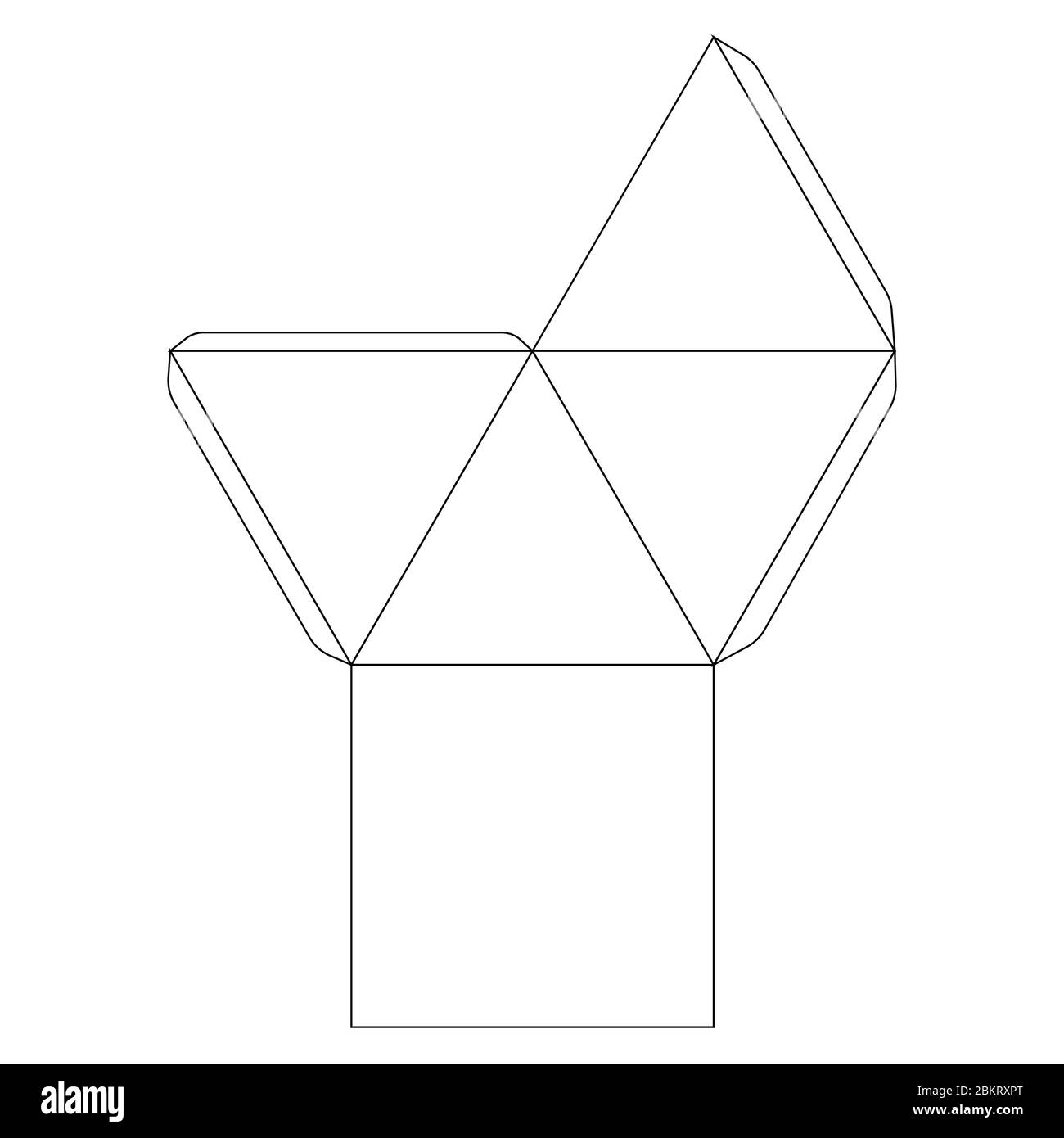 Classic paper pyramid template, trim scheme on white Stock Vector