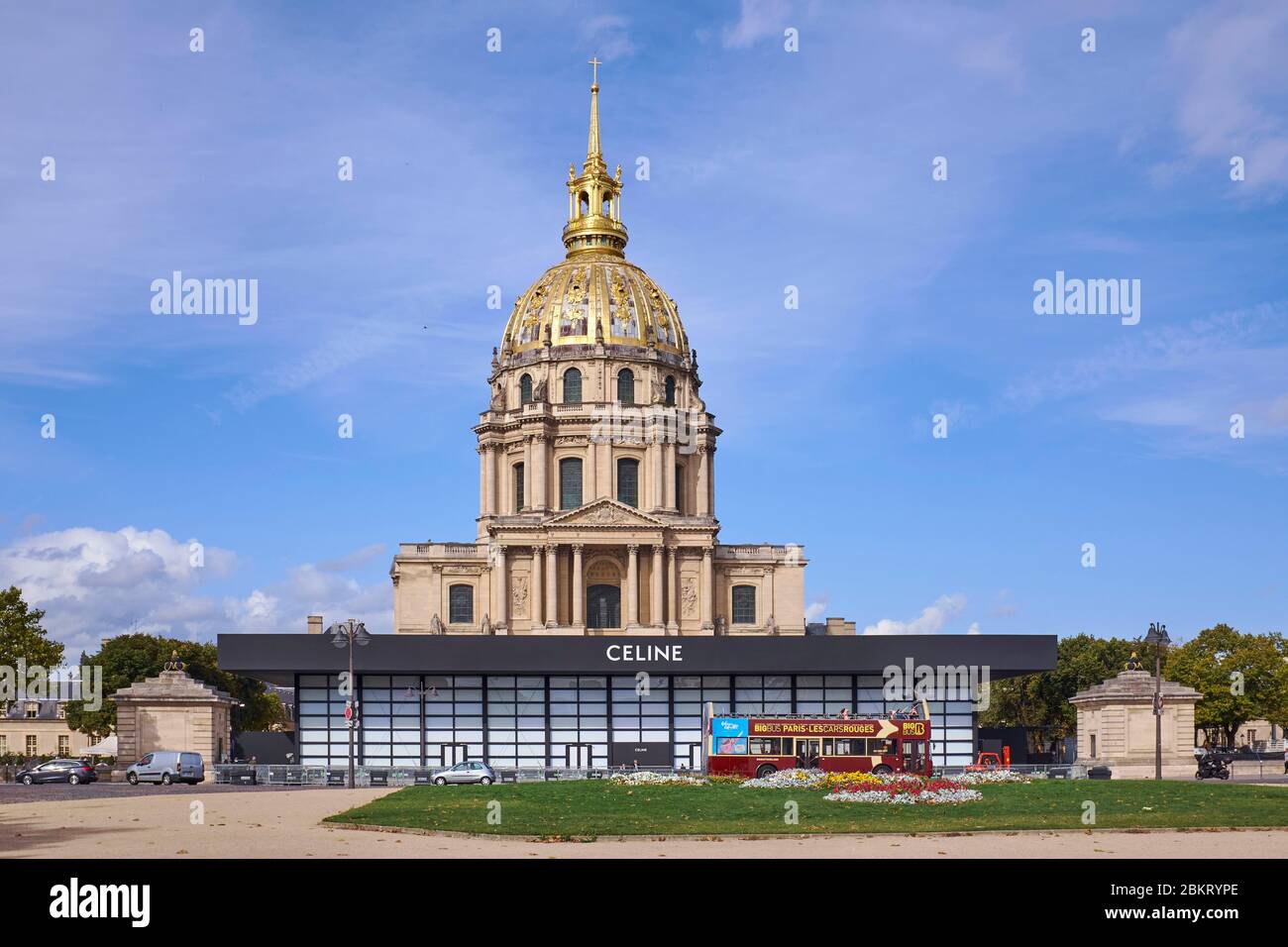 France, Paris, area listed as World Heritage by UNESCO, Celine, ready to wear boutique in front of the Hotel des Invalide Stock Photo