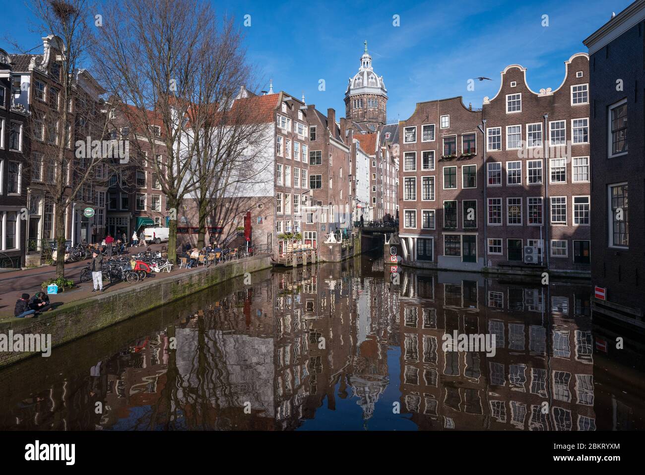 Amsterdam, Netherlands - February 2016:, canal in the Red Light Area Stock Photo