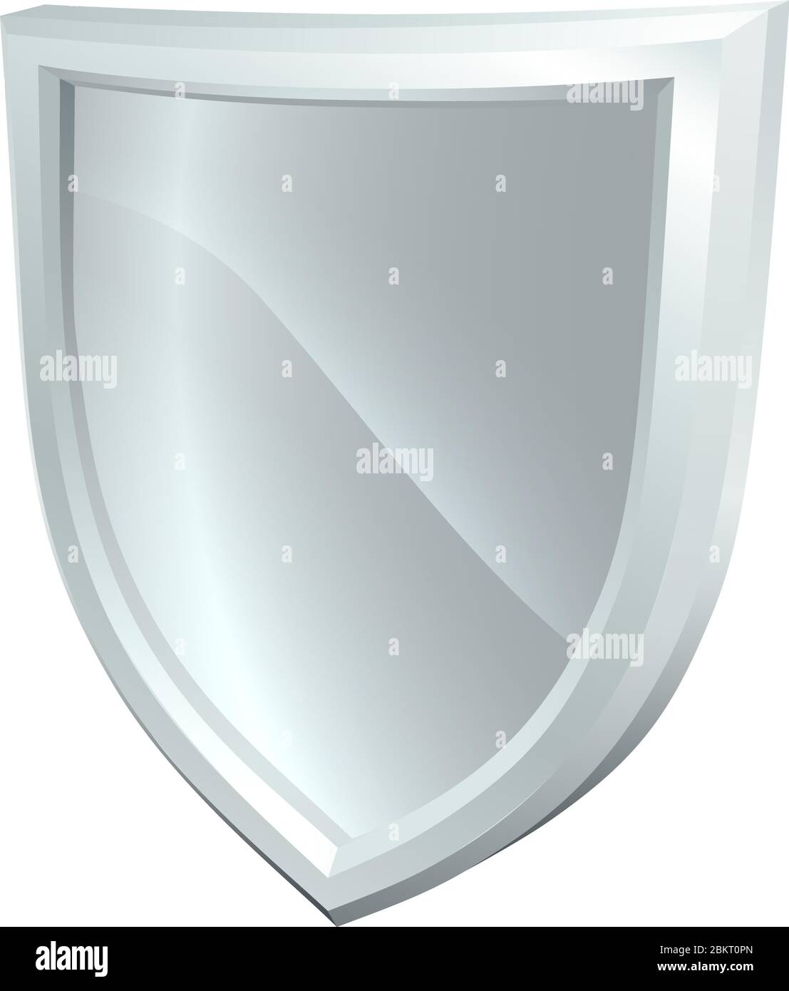Shield Silver Metal Icon Stock Vector
