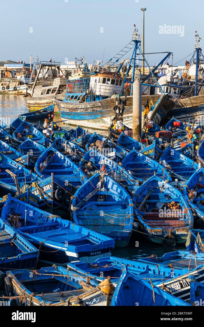 Morocco, Marrakech Safi, Essaouira, traditional fishing harbour Stock Photo