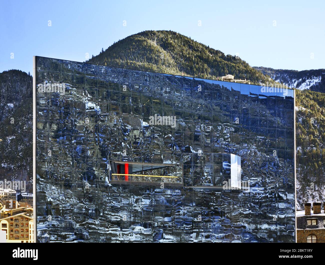 Mirrored wall in Encamp. Andorra Stock Photo