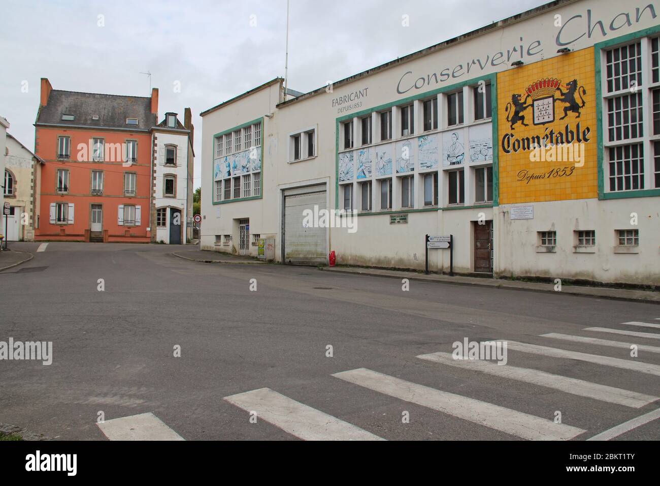 street and buildings (factory and houses) in douarnenez brittany