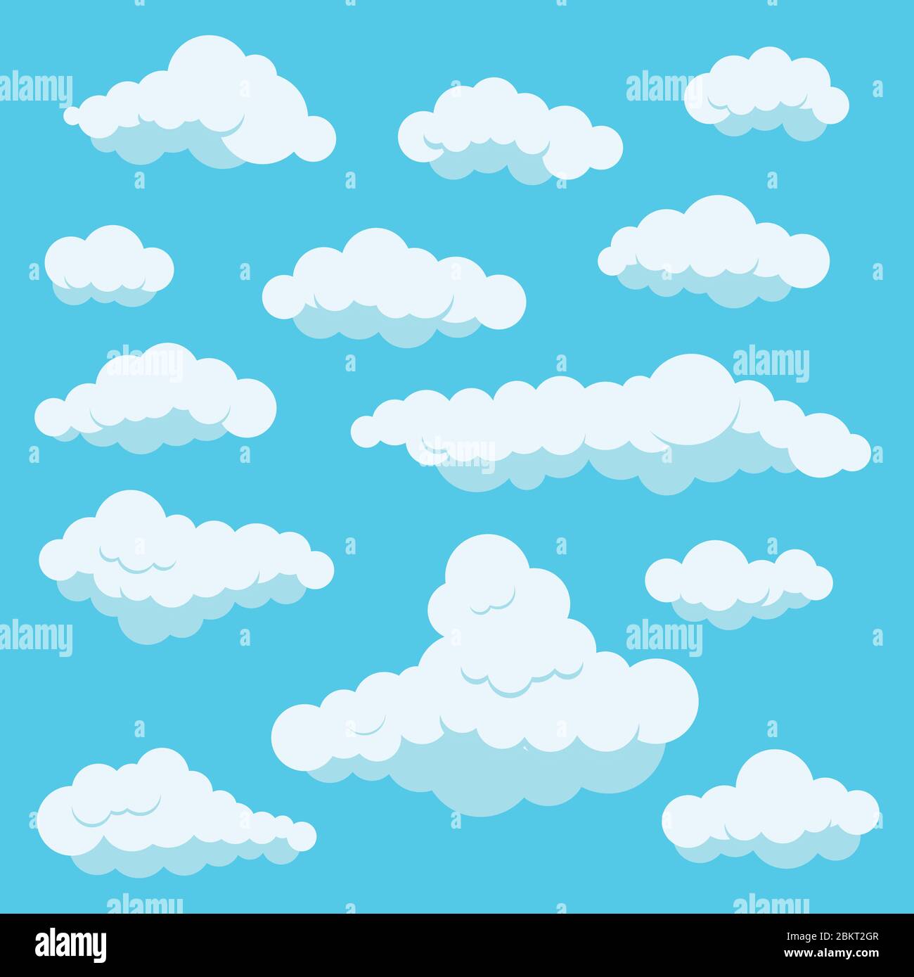 Clouds white color icon set isolated on blue heaven background Stock ...
