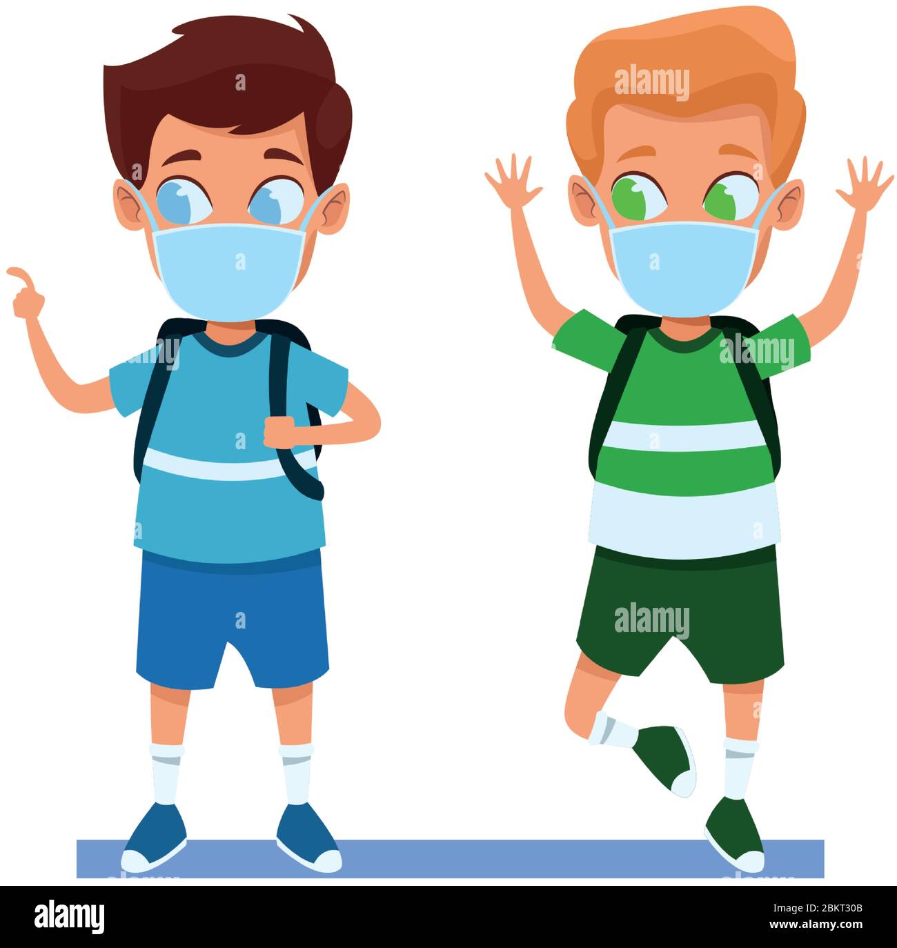 little boys using face masks for covid19 Stock Vector Image & Art - Alamy