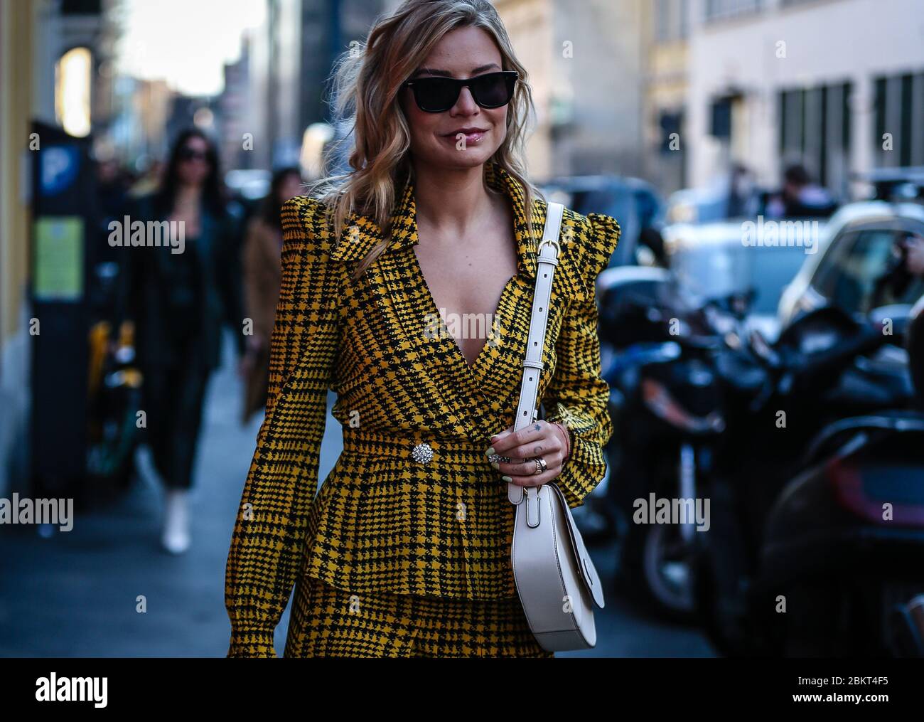 MILAN, Italy: 18 September 2019: Veronica Ferraro Street Style Outfit  Before Alberta Ferretti Fashion Show During Milan Fashion Week Spring /  Summer Stock Photo, Picture and Royalty Free Image. Image 132251360.
