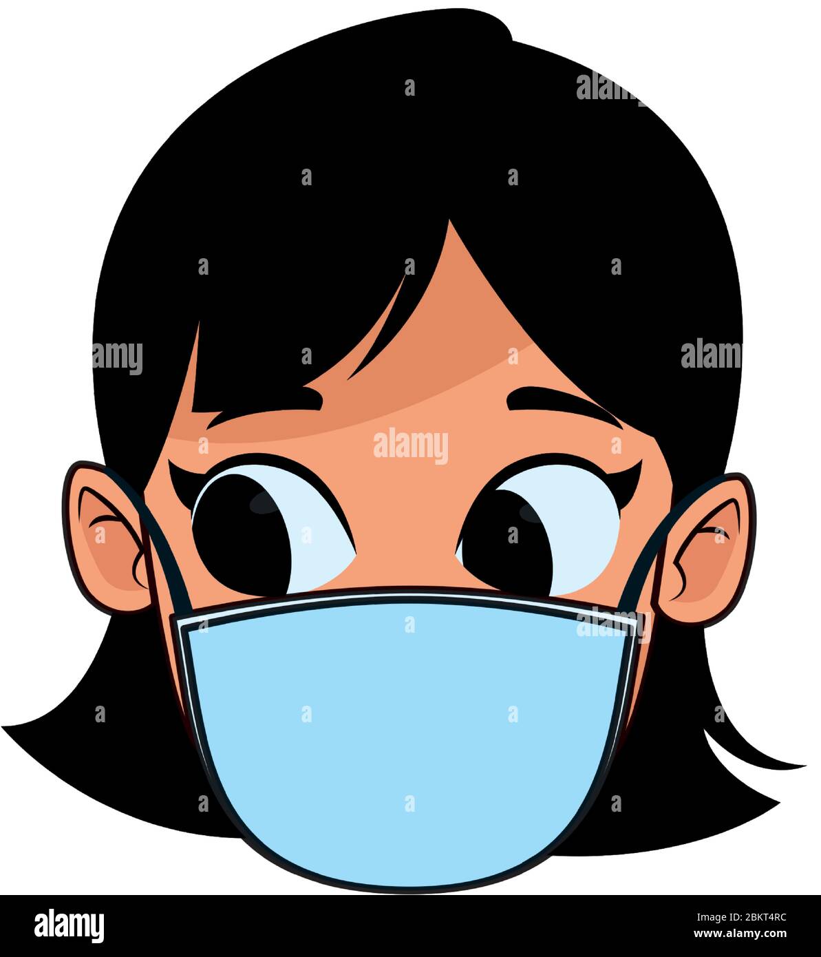 head girl using face mask for covid19 Stock Vector Image & Art - Alamy