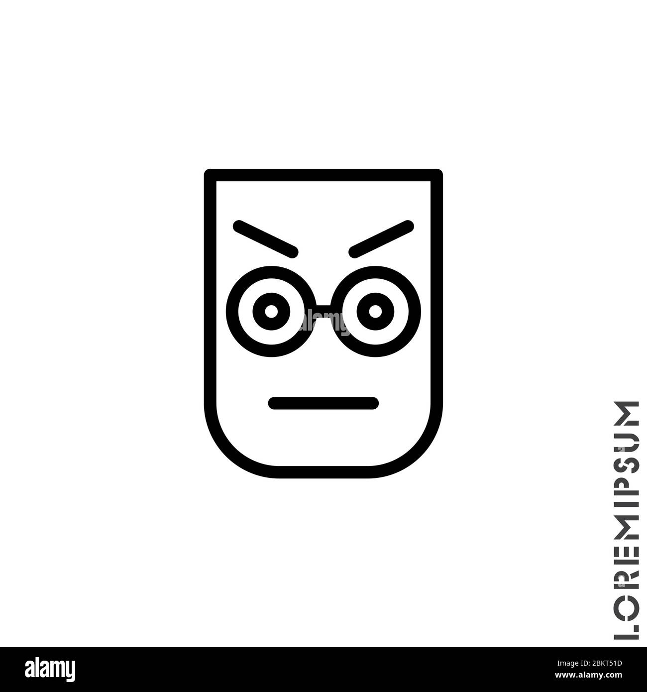 Confused Thinking Emoticon Icon Vector Illustration. Outline Style. Whatever Face Emoticon Icon Vector Illustration. Outline Style. Angry icon vector Stock Vector