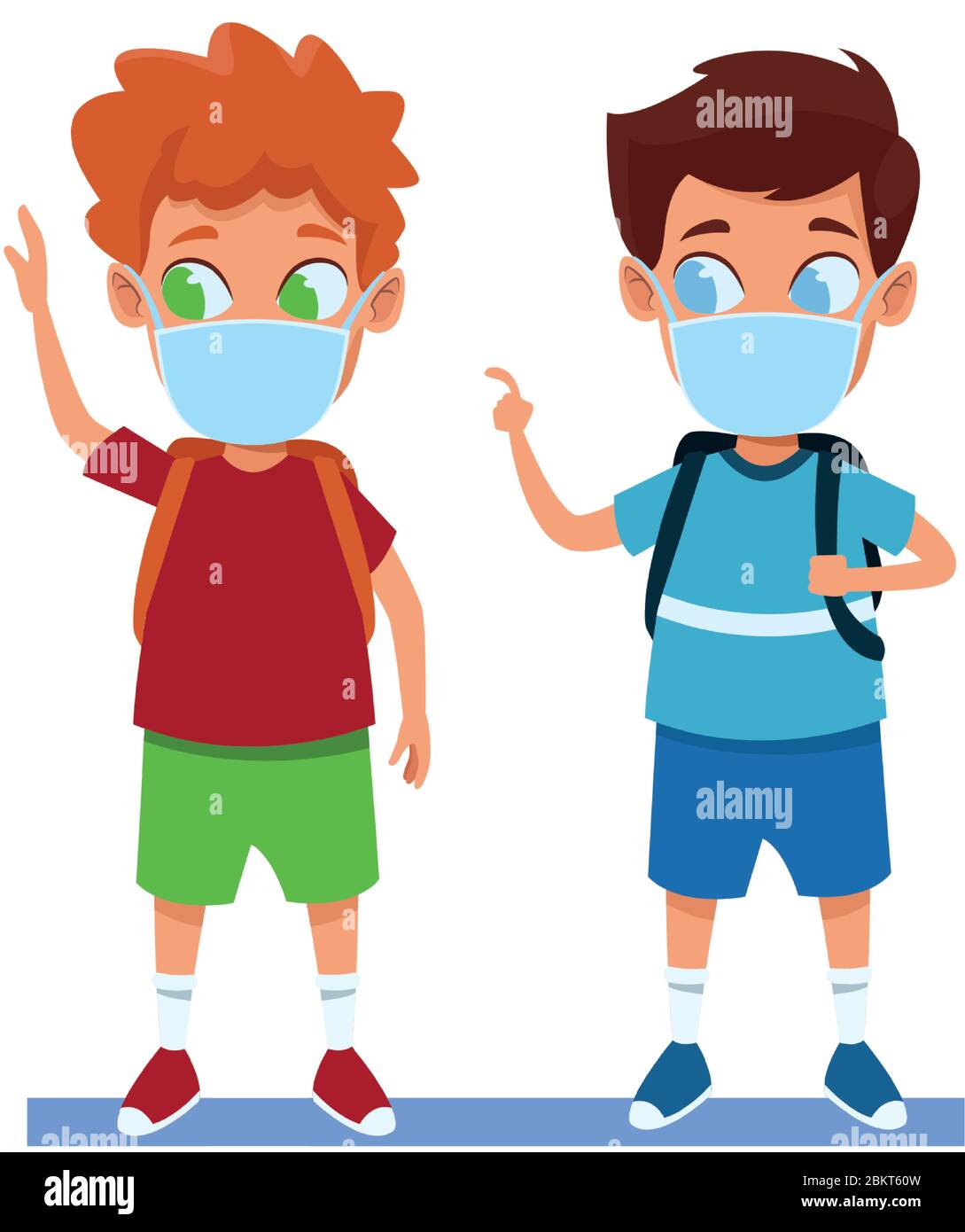 little boys using face masks for covid19 Stock Vector Image & Art - Alamy