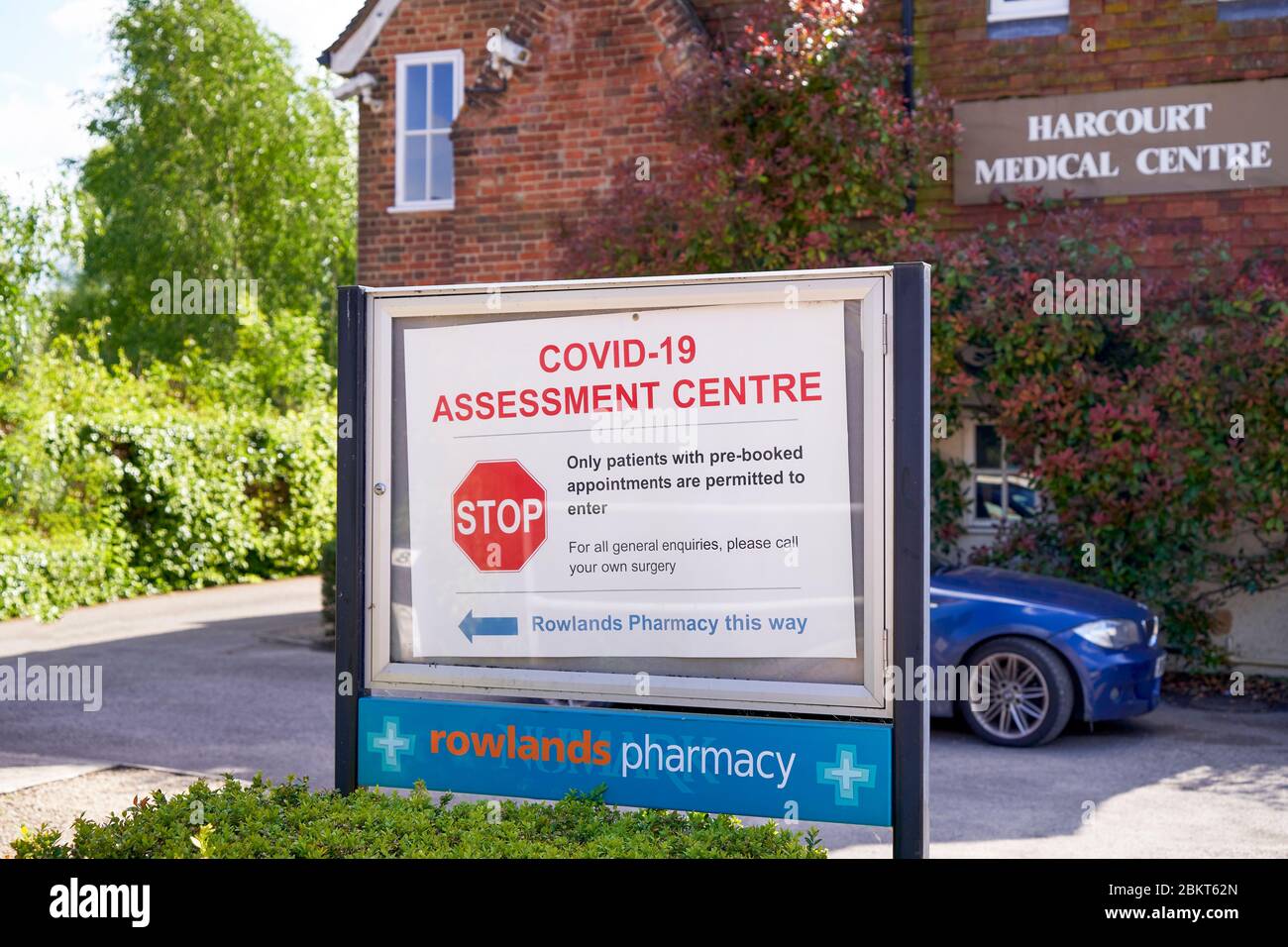 Covid-19 assessment centre sign Stock Photo