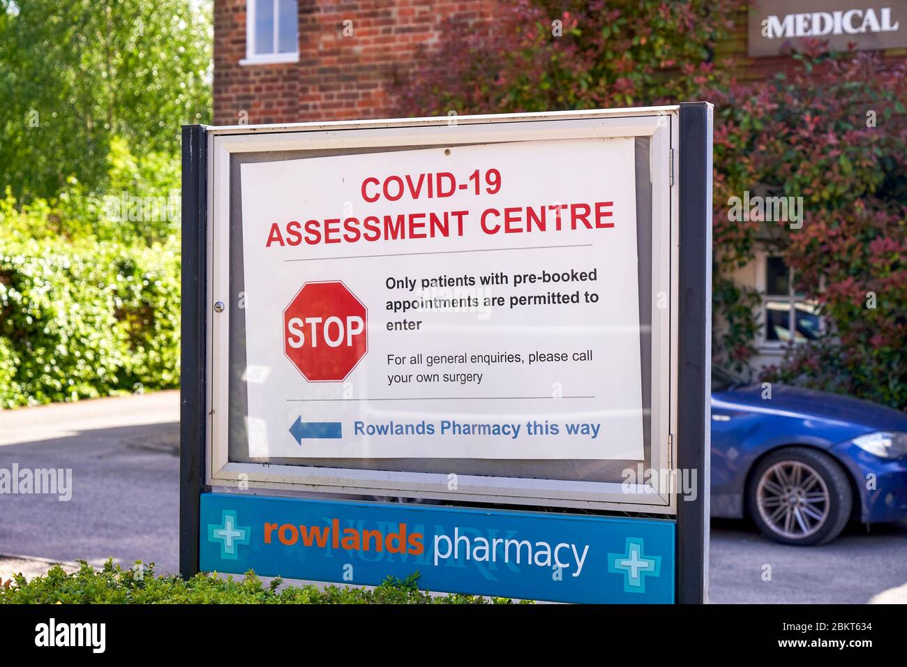 Covid-19 assessment centre sign Stock Photo