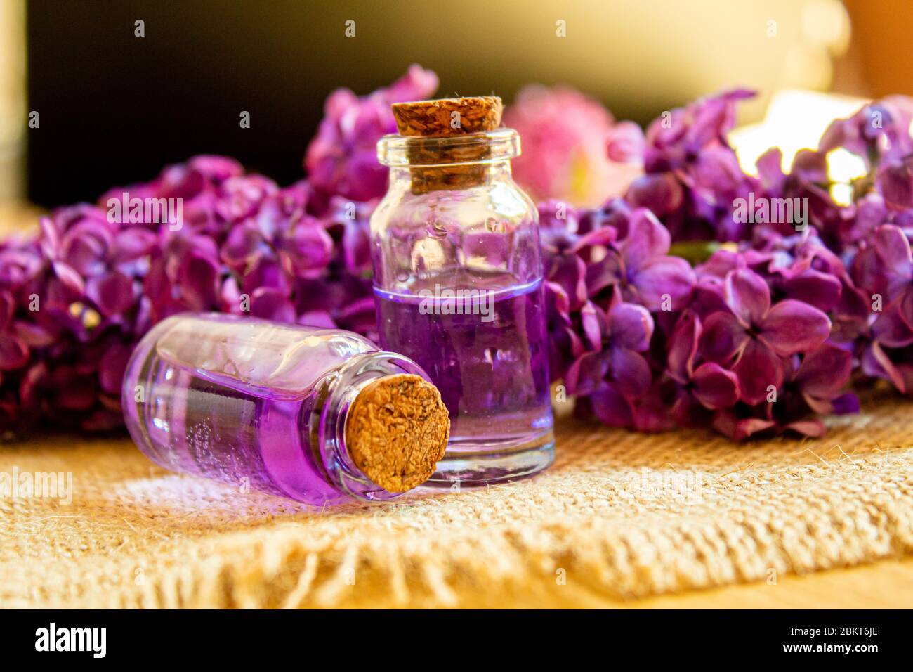 Lilac Essential Oil in a Small Bottle. Selective Focus Stock Photo - Image  of massage, herbal: 219226738