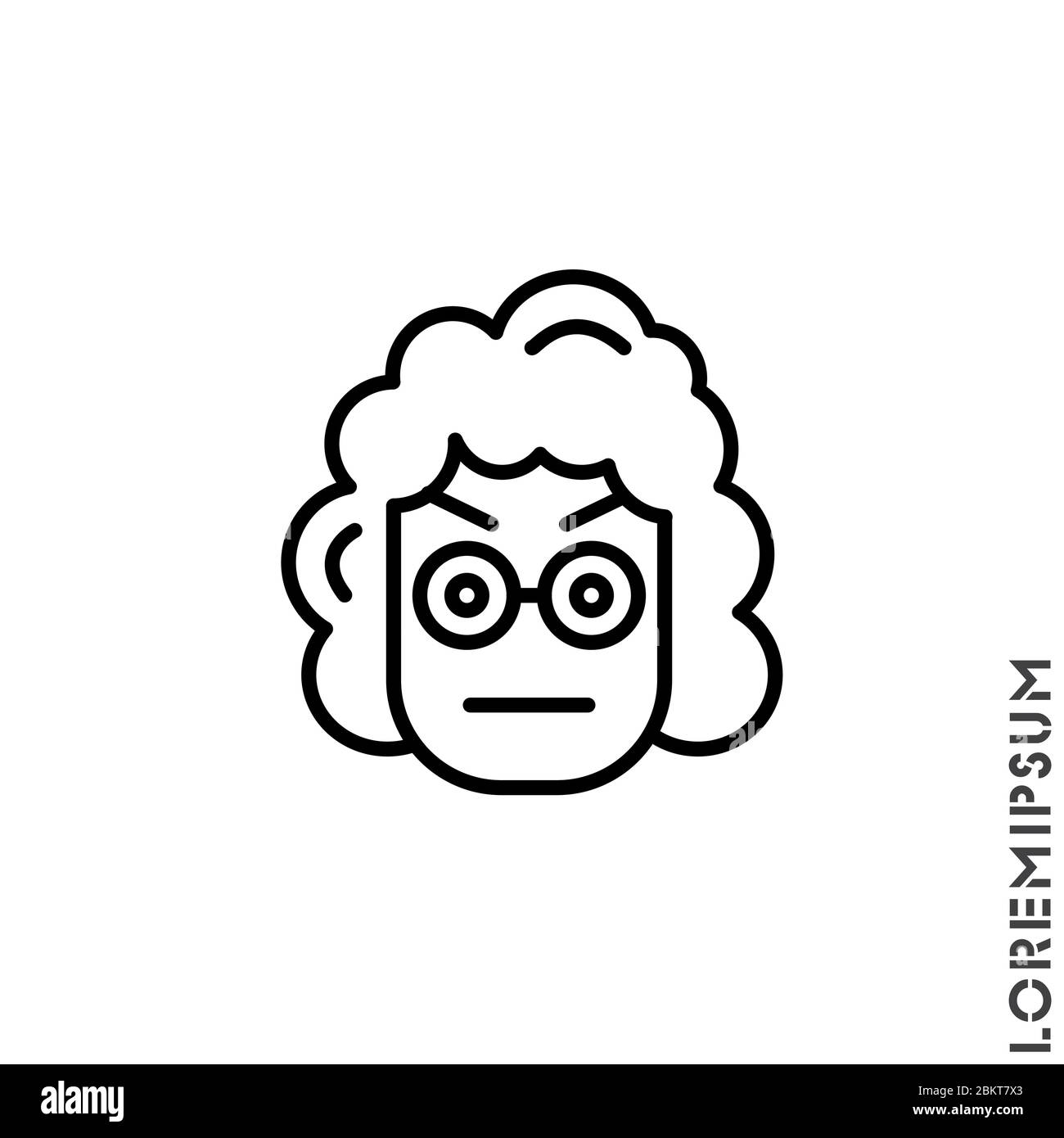 Confused Thinking Emoticon girl, woman Icon Vector Illustration. Outline Style. Whatever Face Emoticon Icon Vector Illustration. Outline Style. Angry Stock Vector