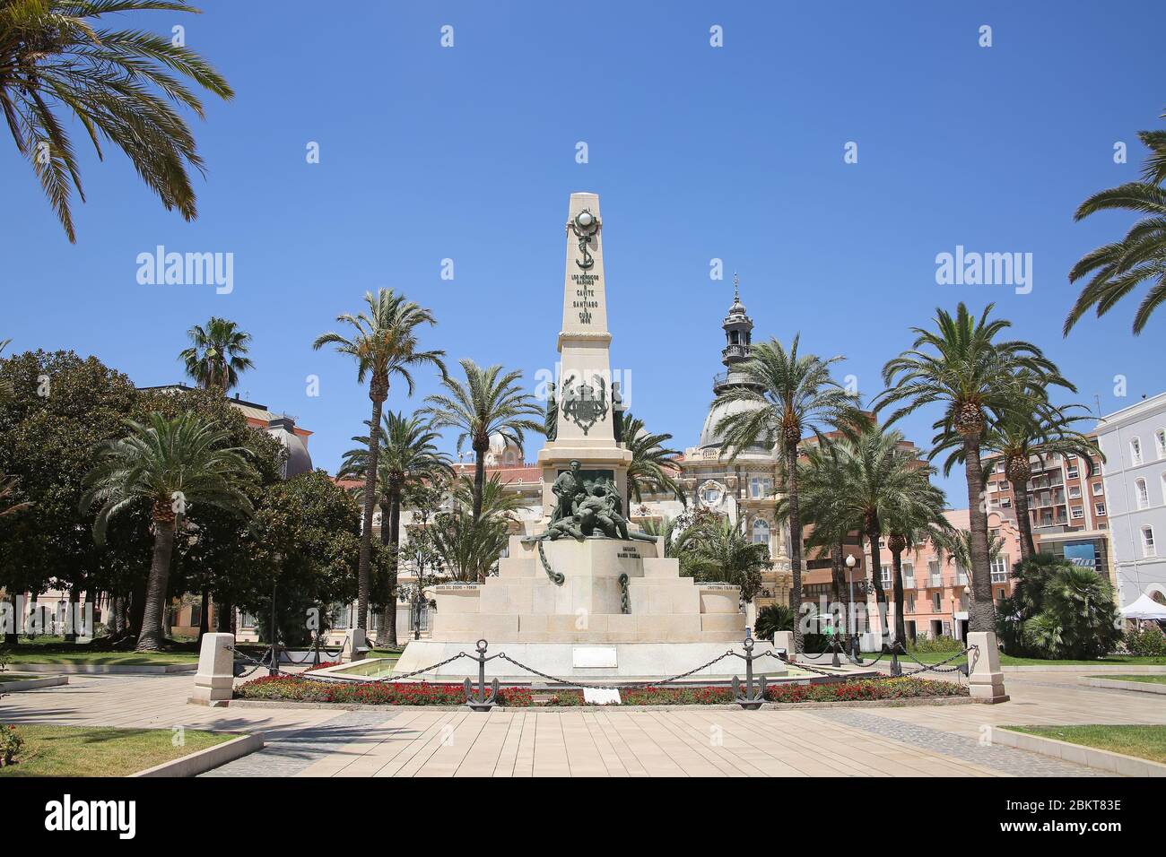 The monument to the Heroes of Cavite and Santiago de Cuba, commemorating the Spaniards who died in the Spanish-American War, Cartagena, Spain. Stock Photo