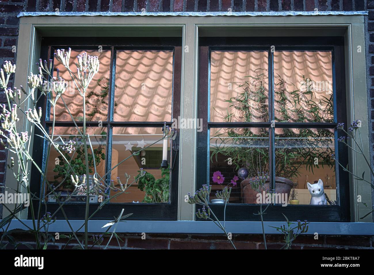 Edam, Netherlands, September 22, 2019:  Decorated window of a house in Edam Stock Photo