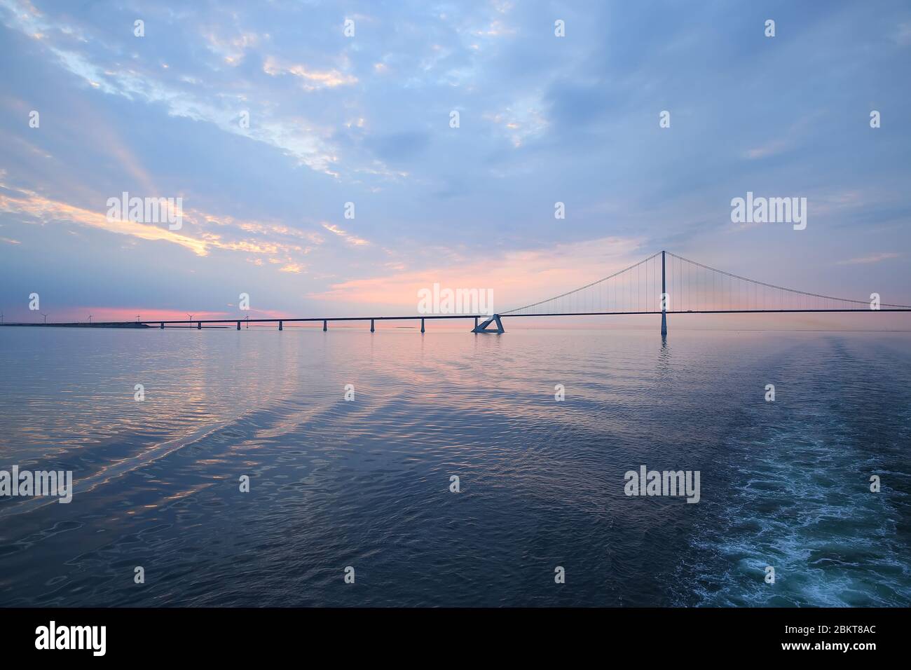 The Öresund or Øresund Bridge is a combined railway and motorway bridge across the Oresund strait between Sweden and Denmark. Stock Photo