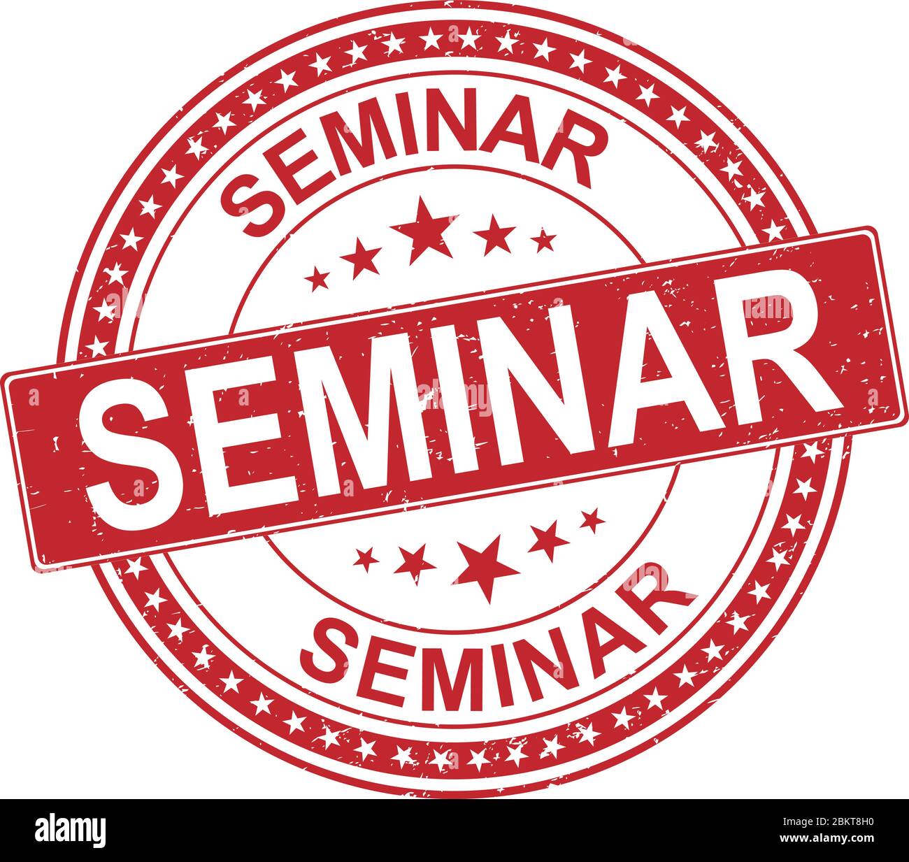 red Seminar distress grunge style stamp on a white background Stock Vector