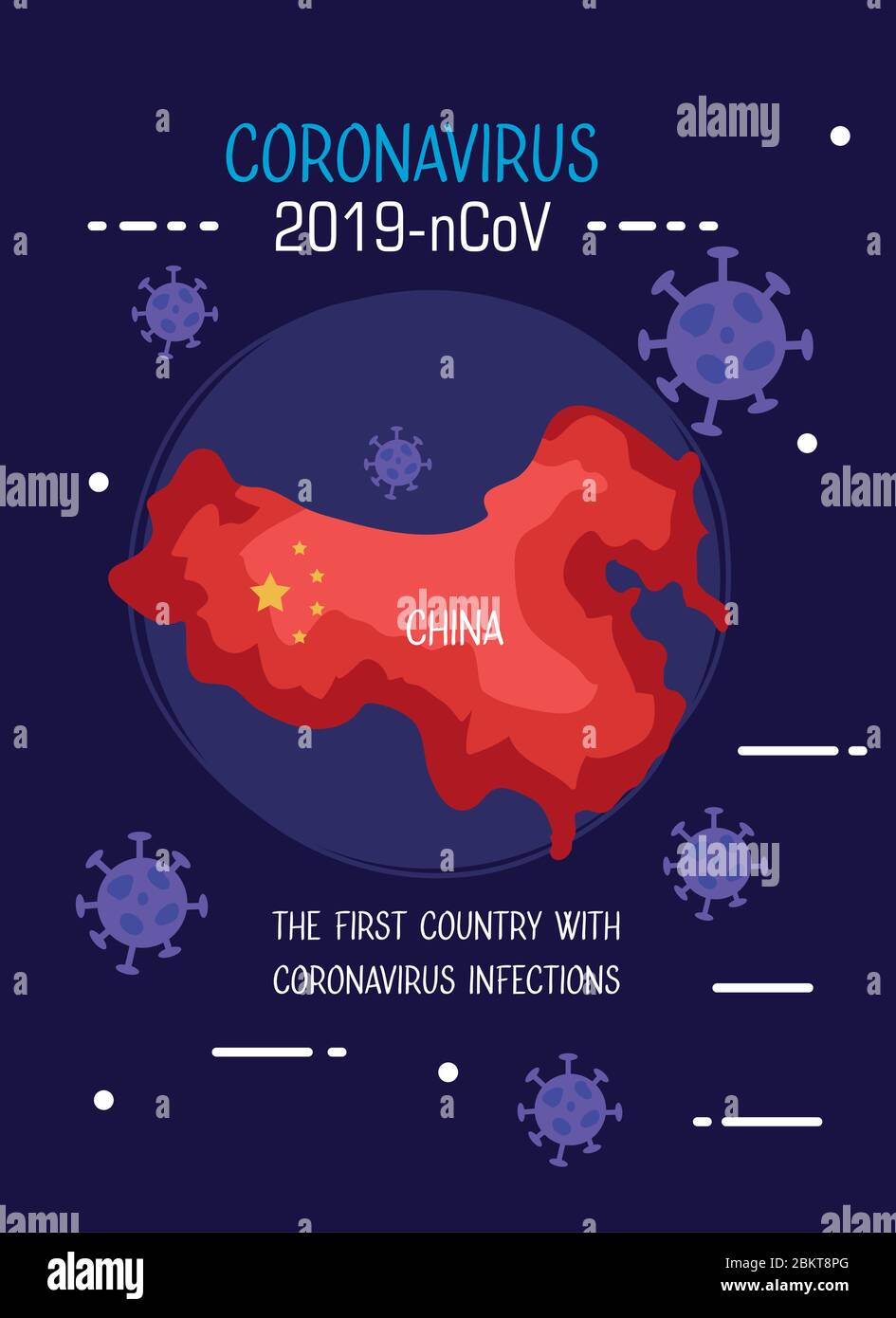 china map with flag and covid19 particles Stock Vector Image & Art - Alamy