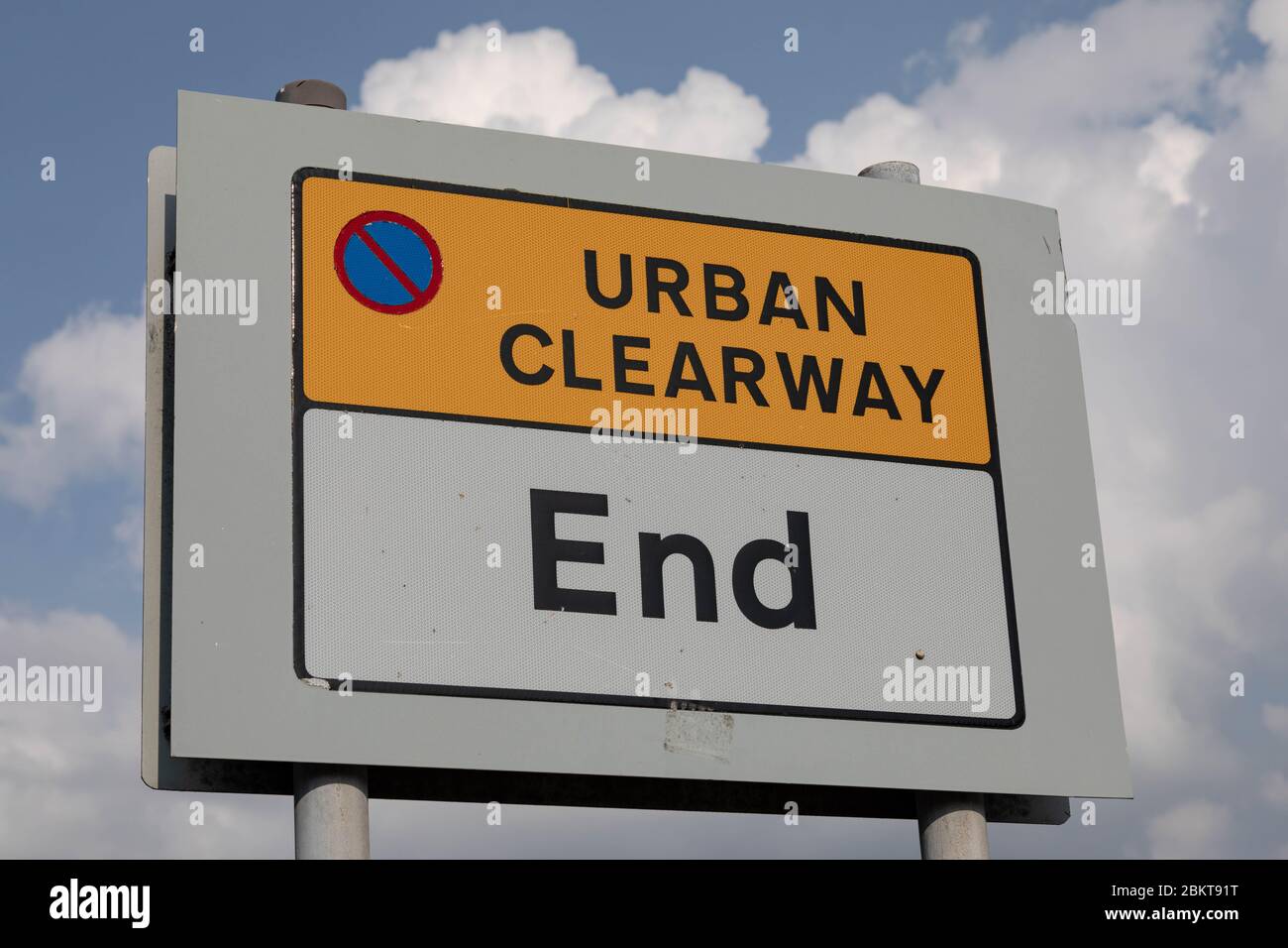 roadside sign indicating end of urban clearway at Birkenhead Wirral August 2019 Stock Photo