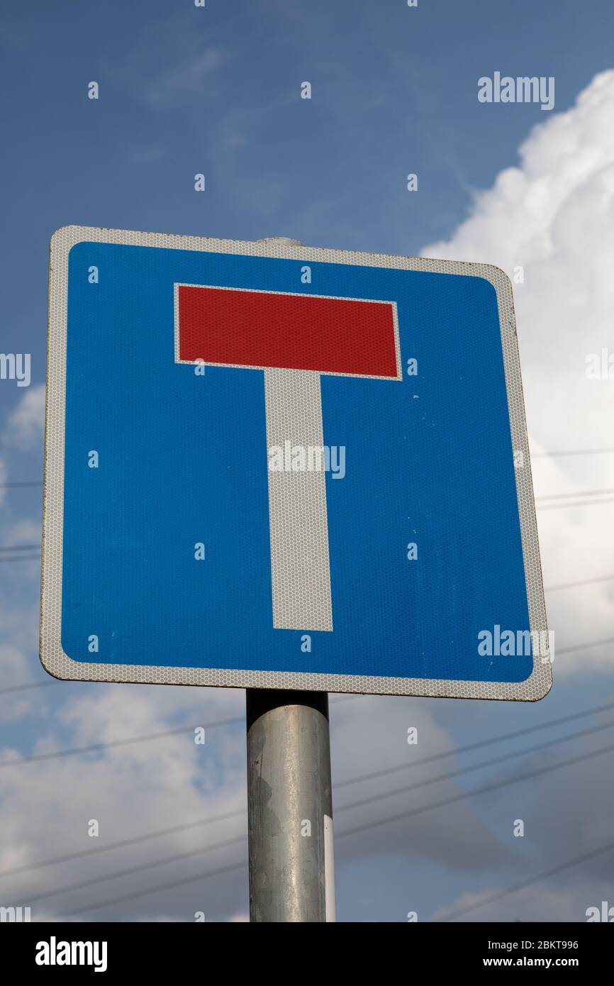 Street sign indicating road with dead end Birkenhead Wirral August 2019 Stock Photo