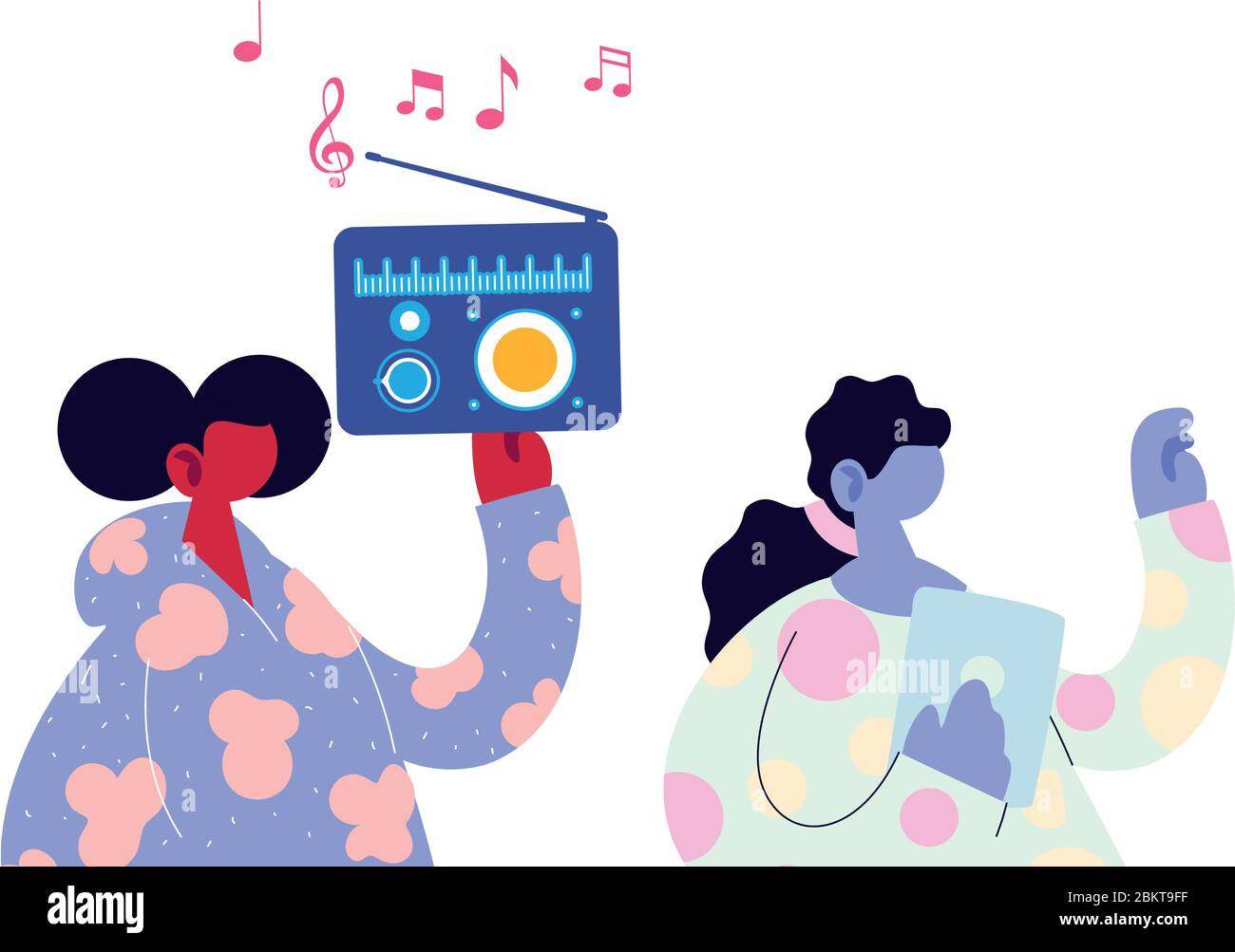 Women Listening Music On The Radio Vector Illustration Design Stock ...