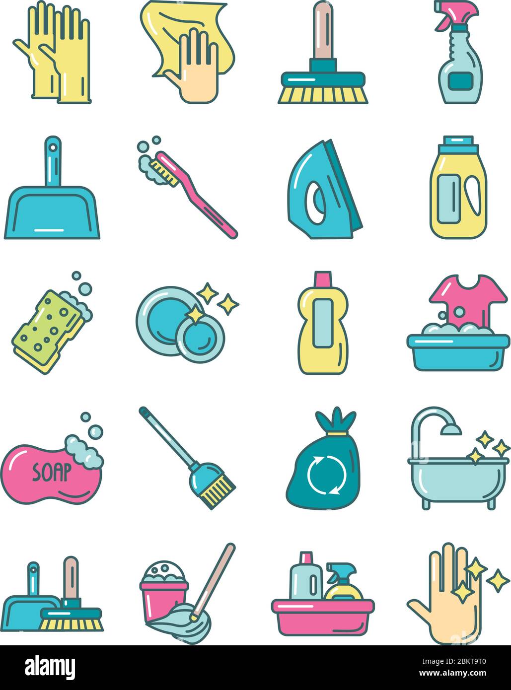 cleaning and desinfect set icons Stock Vector