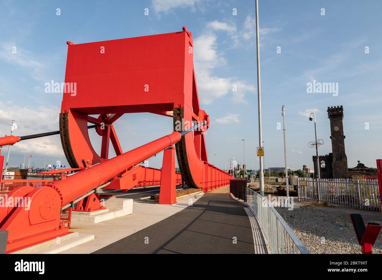 red bascule bridge at BIrkenhead and Wallasey August 2019 Stock Photo