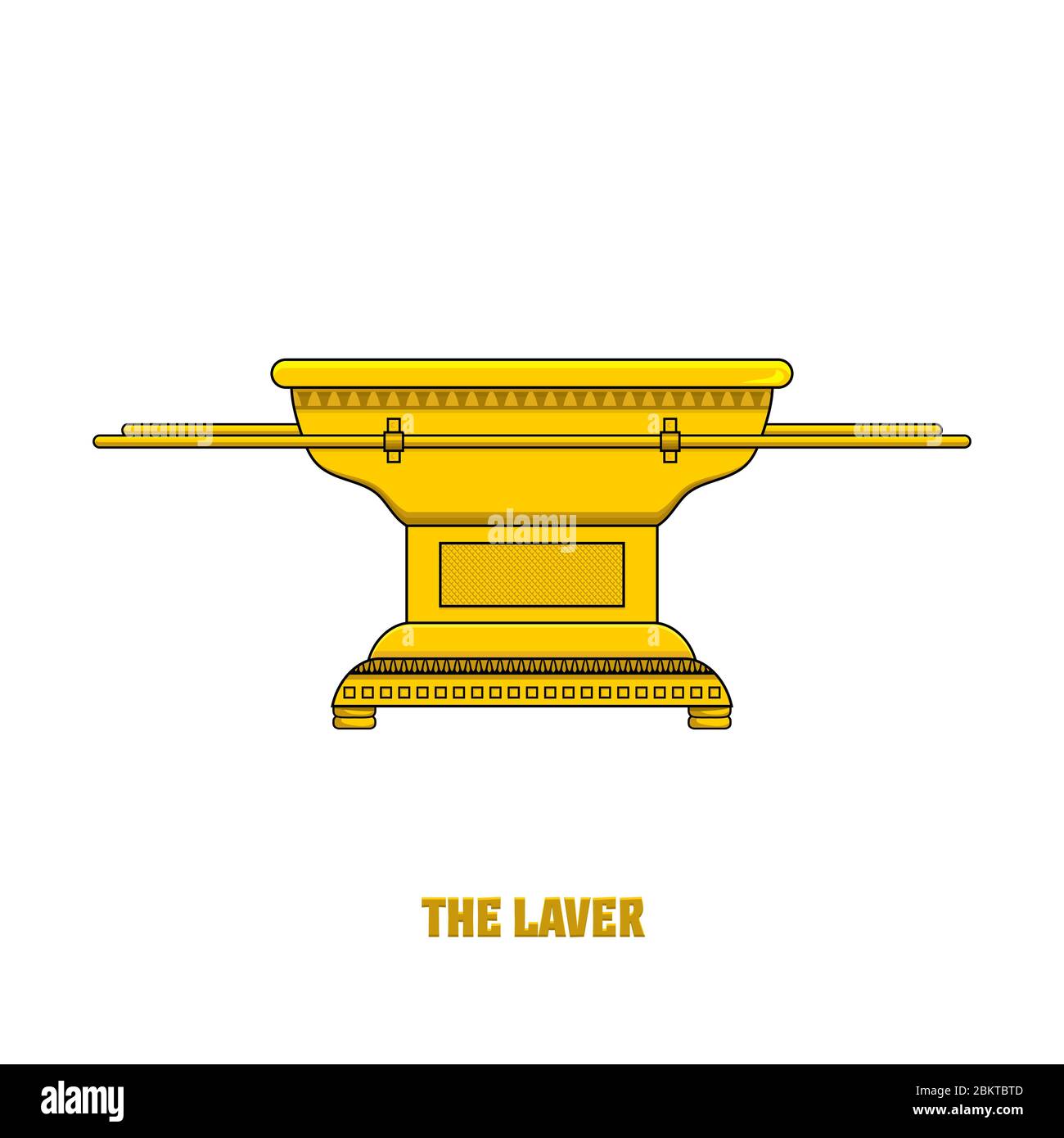 The laver, set in the tabernacle and temple of Solomon. A ritual object in the rites of the Jewish religion. Stock Vector