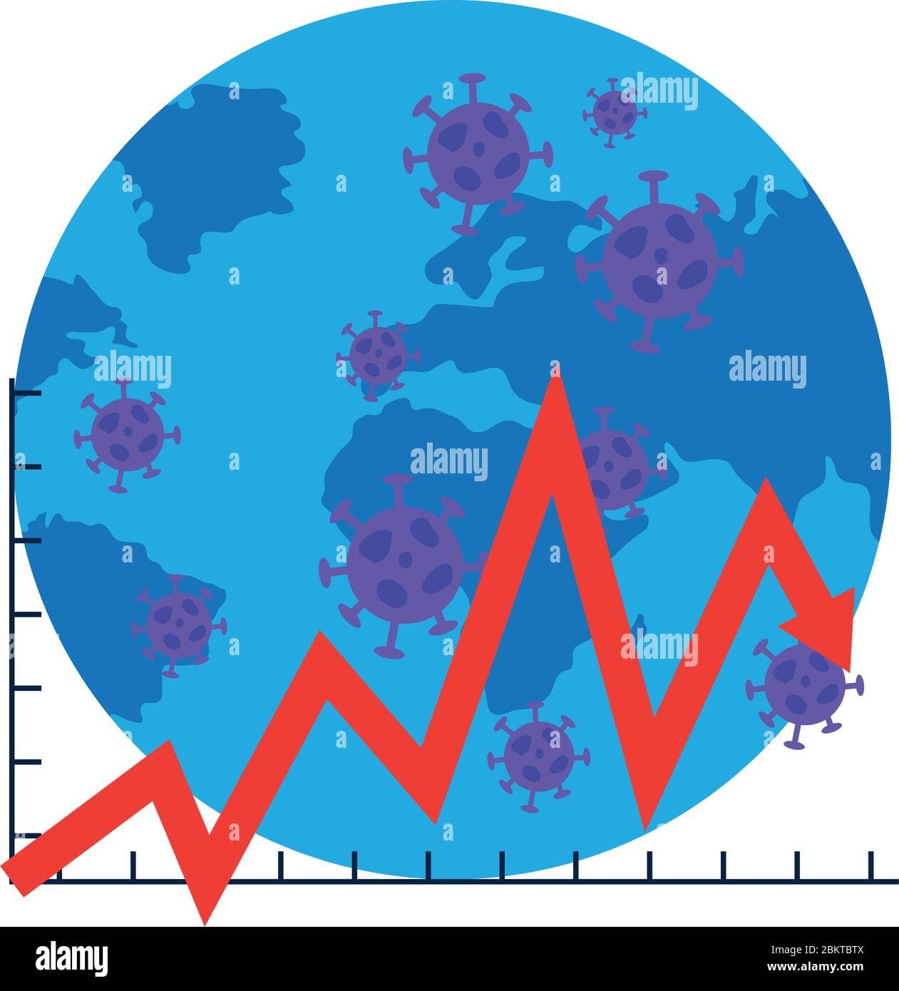 planet earth with covid19 particles and statistics arrows Stock Vector ...