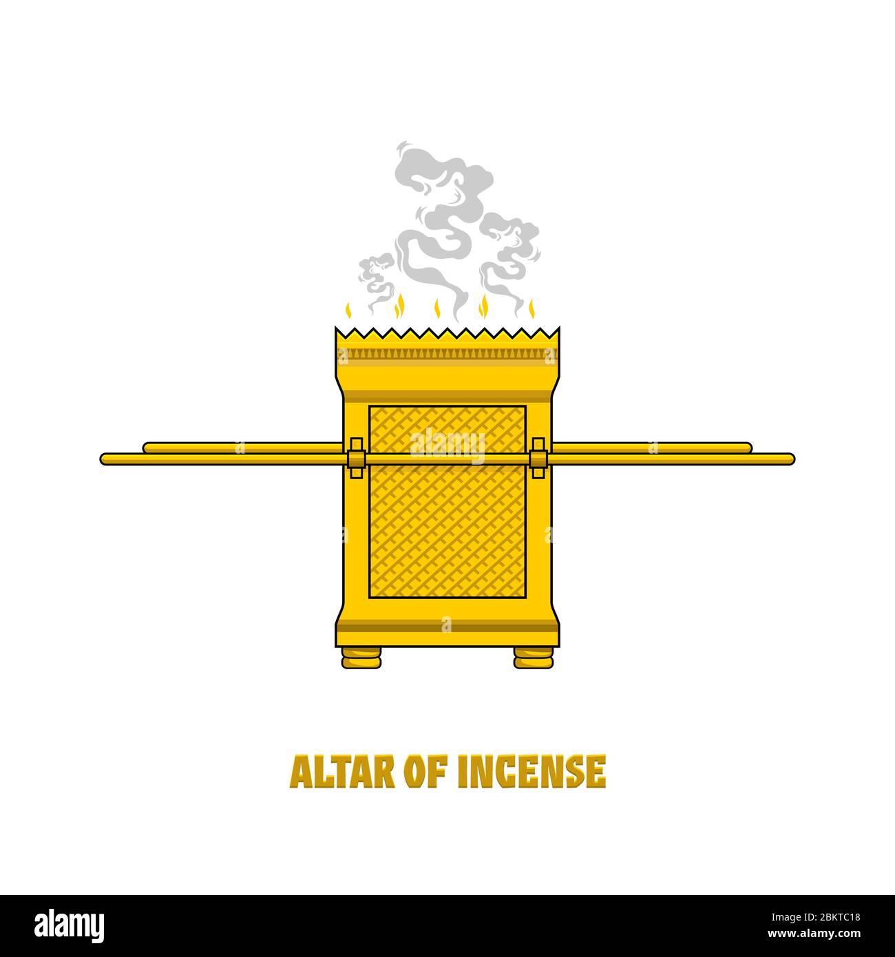The altar of incense, installed in the tabernacle and temple of Solomon. A ritual object in the rites of the Jewish religion. Stock Vector
