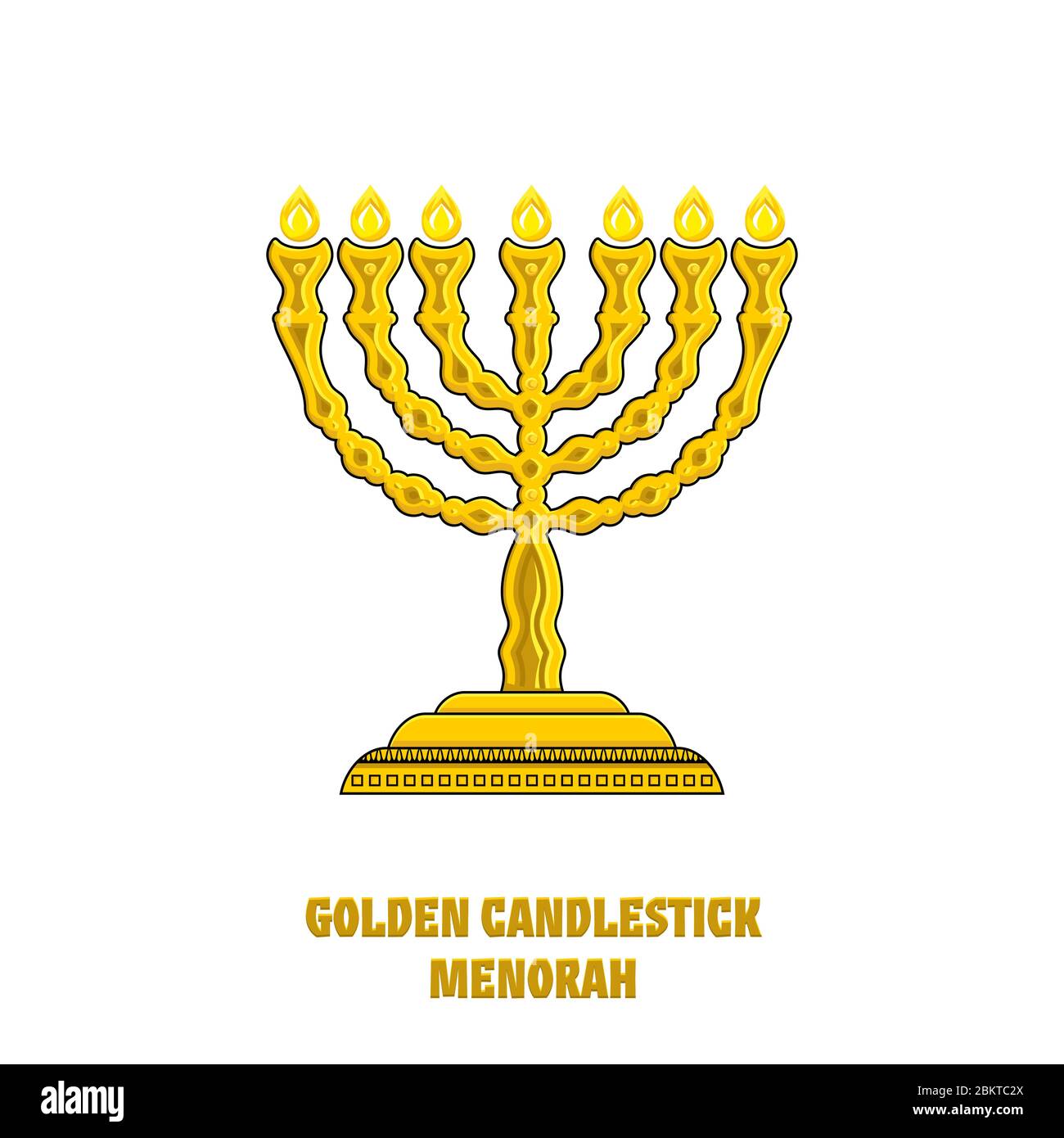 Menorah in the tabernacle, the temple of Solomon. Menorah. The ritual lamp of the Jewish religion. Stock Vector