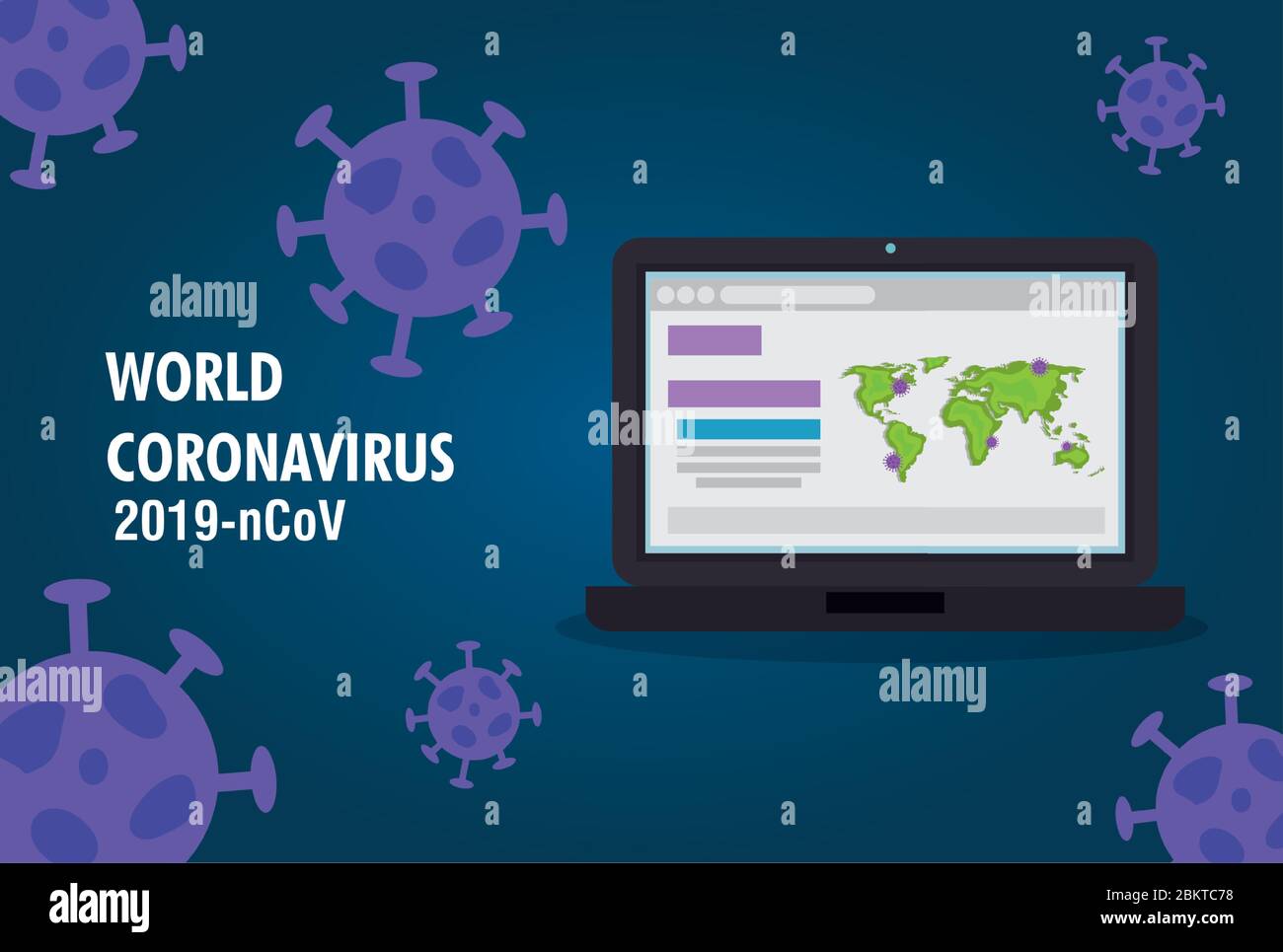 earth maps with covid19 particles in laptop Stock Vector Image & Art ...