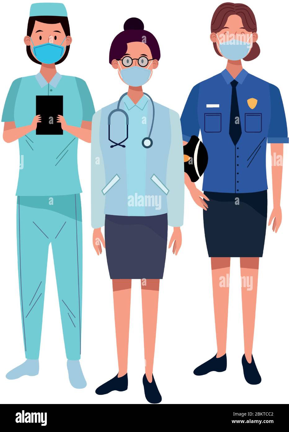 female workers using face masks for covid19 Stock Vector Image & Art ...