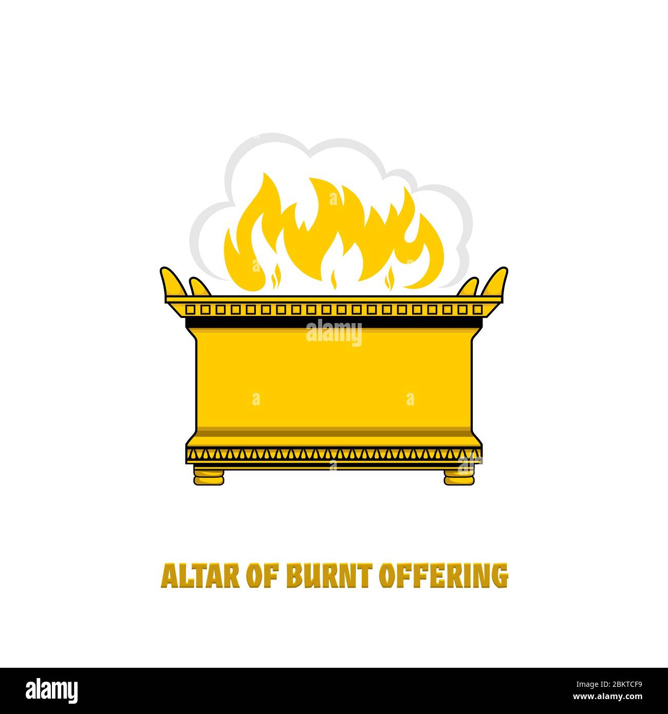 The altar of burnt offering in the tabernacle and temple of Solomon. A ritual object in the rites of the Jewish religion. Stock Vector