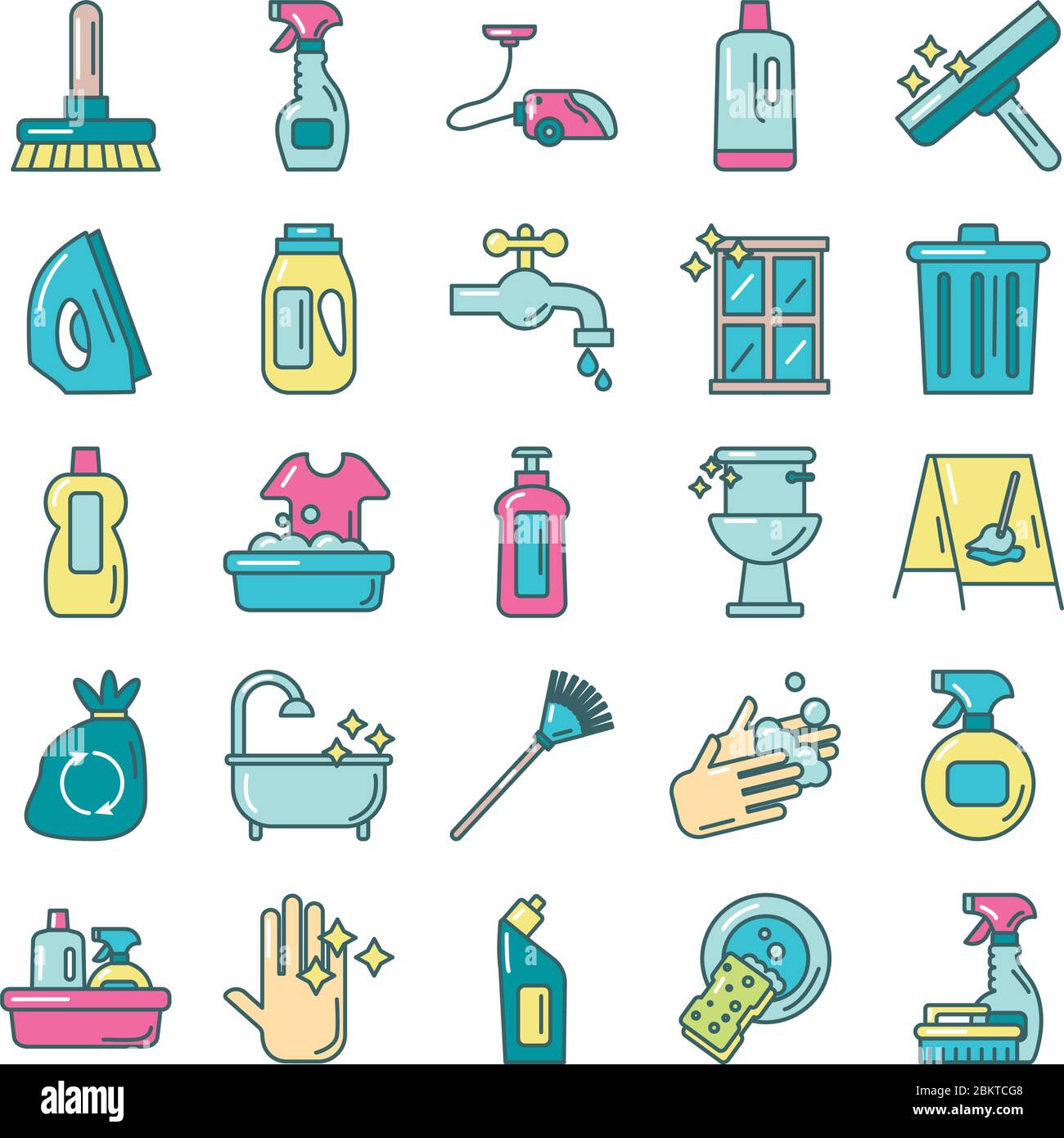 cleaning and desinfect set icons Stock Vector