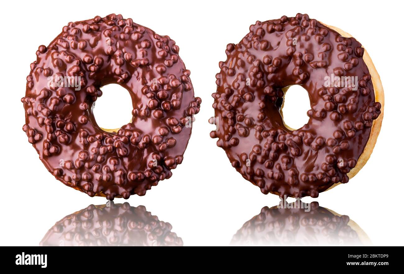 Set of glazed donuts with sprinkles on a white background Stock Photo ...