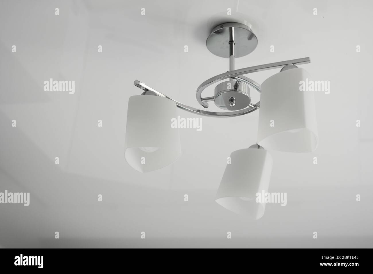 Interior light on a kitchen with a three source of the light. Stock Photo