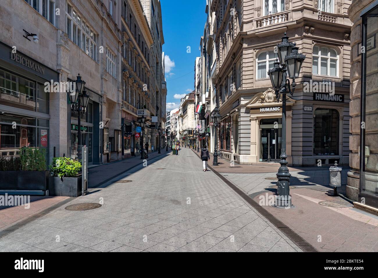 The Vaci street, main pedestrian area of the city in spring time. Stock Photo