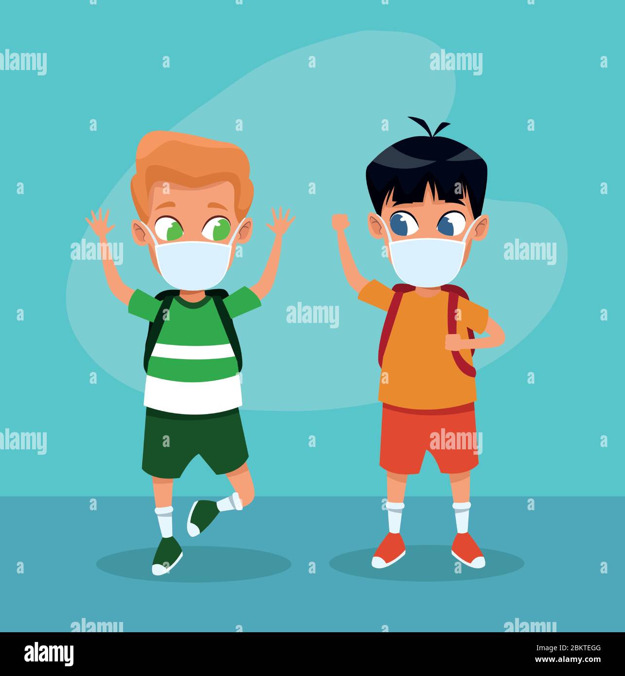 little boys using face masks for covid19 Stock Vector Image & Art - Alamy