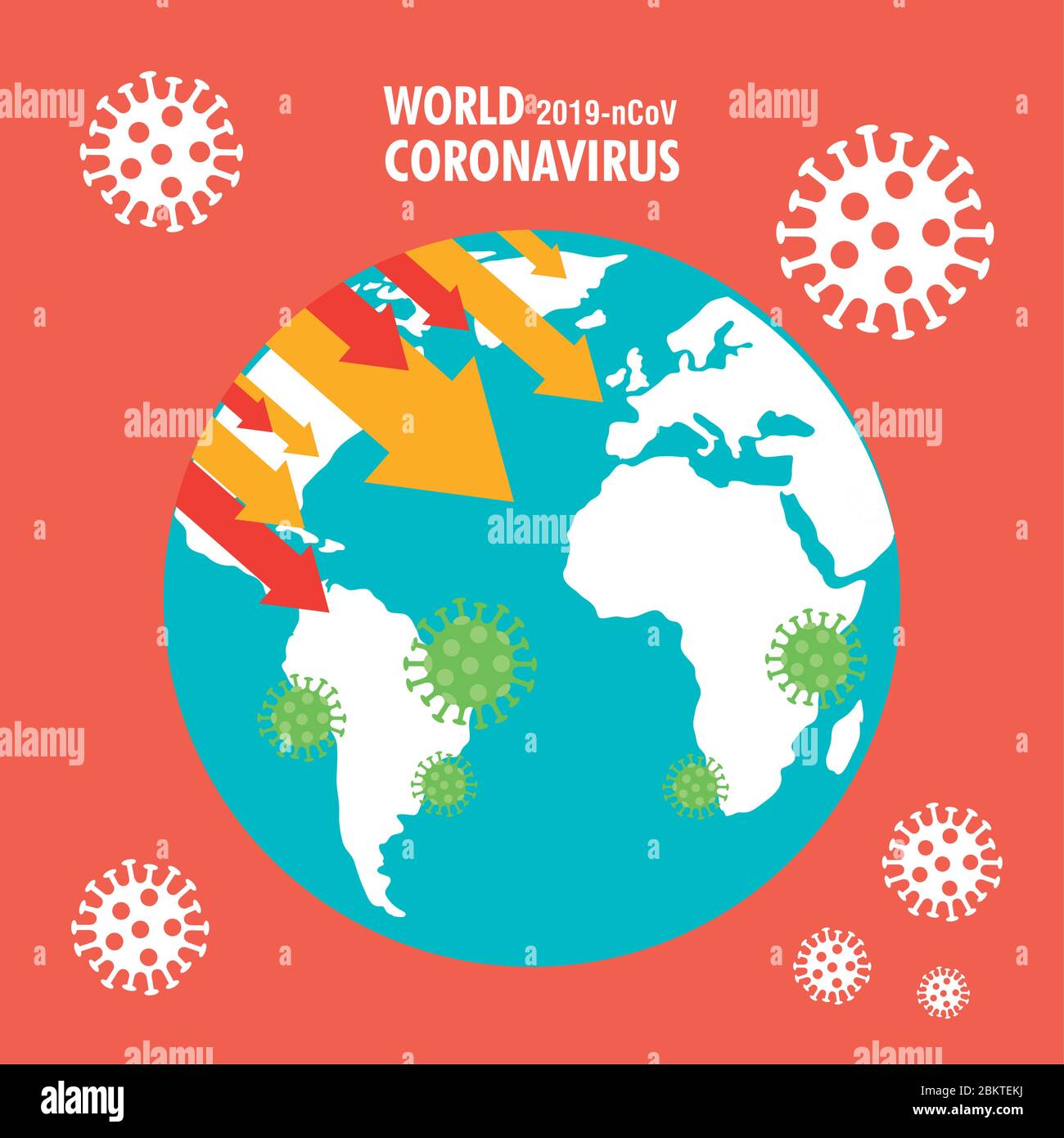 planet earth with covid19 particles and statistics arrows Stock Vector ...
