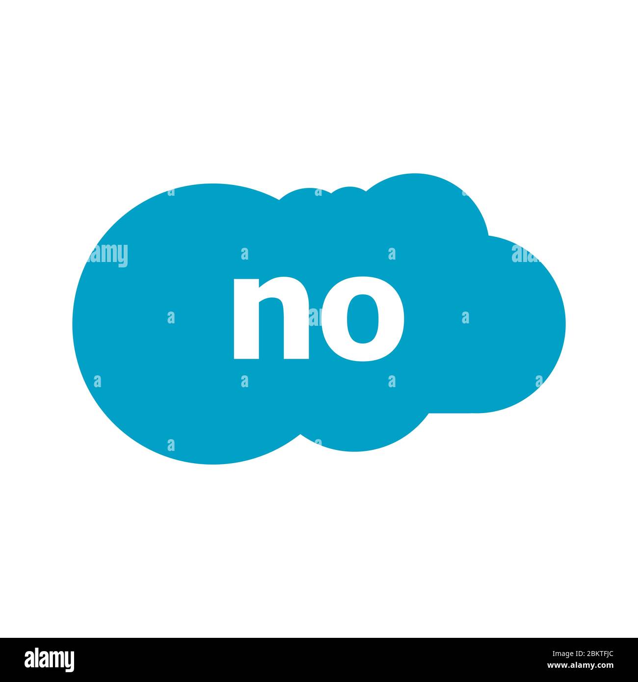 No word on talk shape. Blue and white color. No in speech bubble on white background. Design element for badge, sticker, mark, symbol icon and card ch Stock Photo