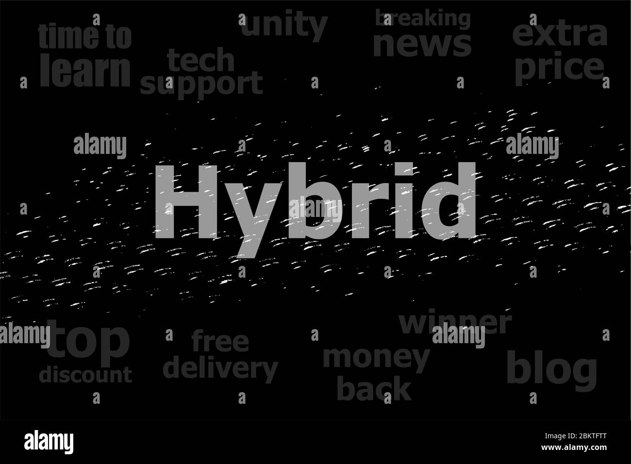 Text Hybrid. Business concept . Black and white abstract background Stock Photo