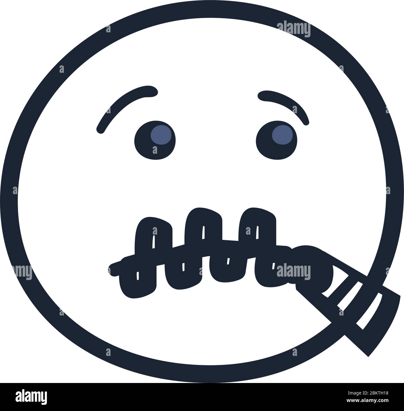 zipper mouth emoji face line style icon design, Cartoon expression emoticon and social media theme Vector illustration Stock Vector