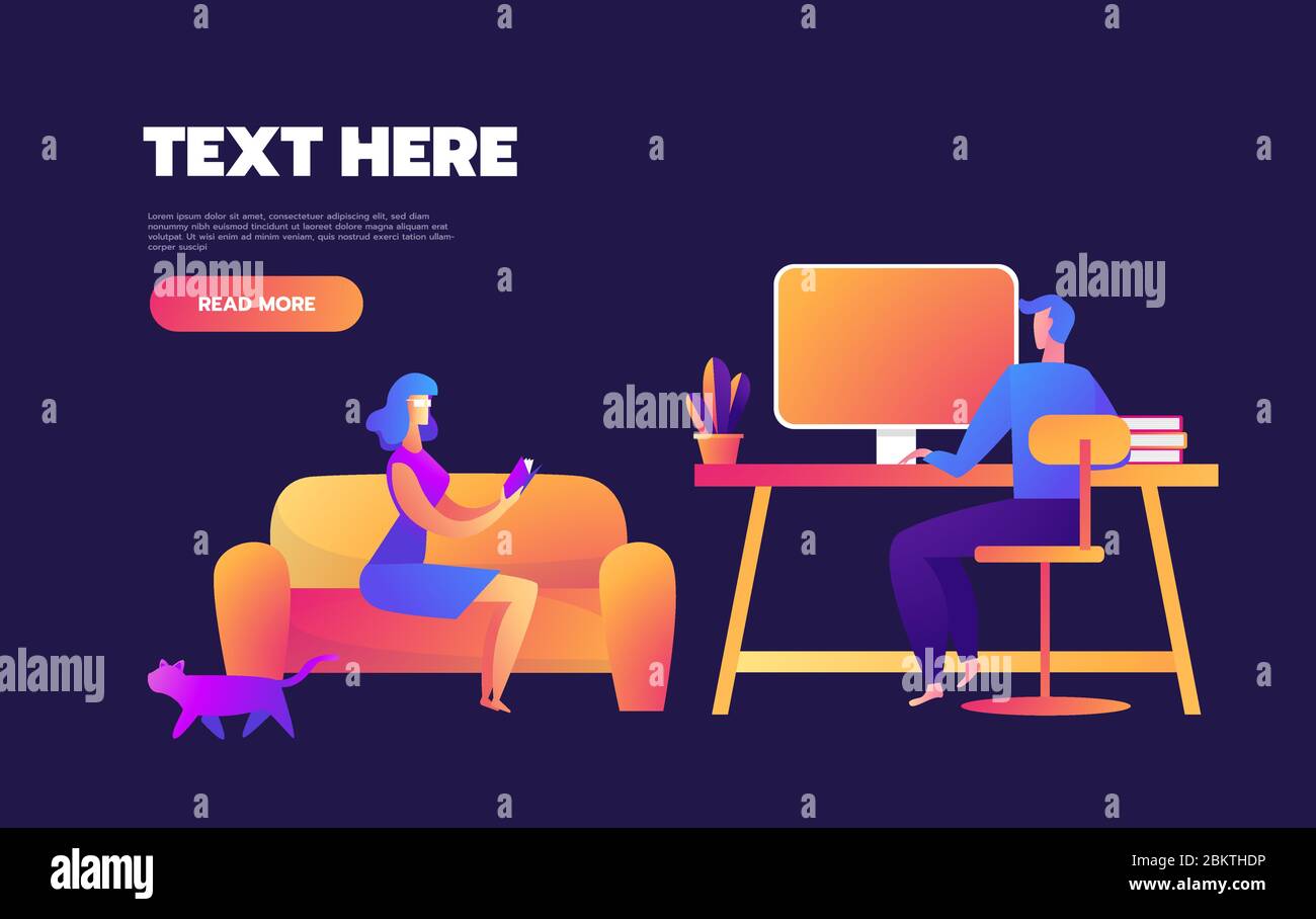 Family is staying at home on quarantine and spending time together. Set of illustrations of home activities for family.Vector flat style illustration Stock Vector