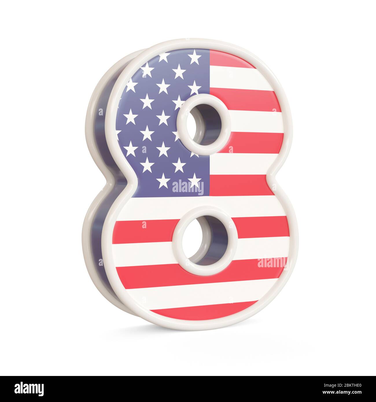 American flag numbers isolated on a white background. 3d image Stock